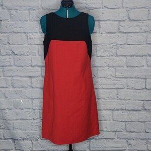 *Michael Kors Collection Womens Red black color blocked sleeveless wool dress 12